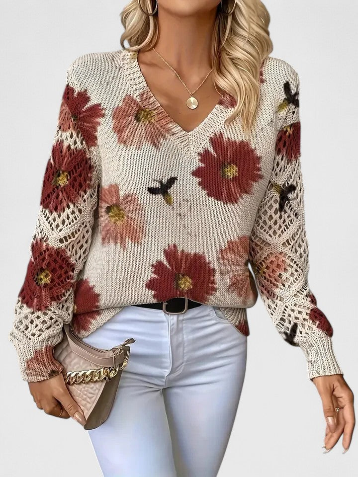 Kobiecym Sweter z Wzorem w Serek – Przewiewny Top w Otworach na Wiosenne Wydarzenia i Weekendowe Noszenie