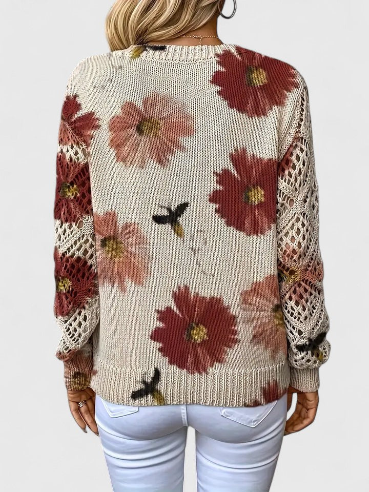 Kobiecym Sweter z Wzorem w Serek – Przewiewny Top w Otworach na Wiosenne Wydarzenia i Weekendowe Noszenie