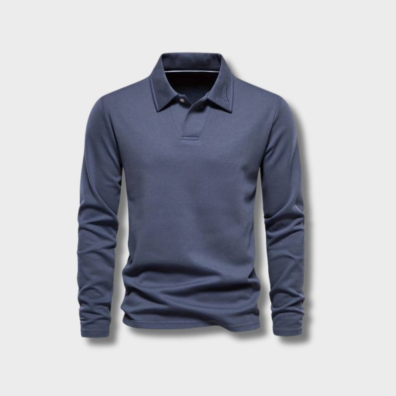 Męska koszulka polo z długim rękawem, miękka, wygodna, nowoczesny krój, codzienna, elegancka odzież na co dzień