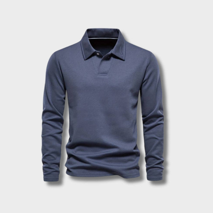 Męska koszulka polo z długim rękawem, miękka, wygodna, nowoczesny krój, codzienna, elegancka odzież na co dzień
