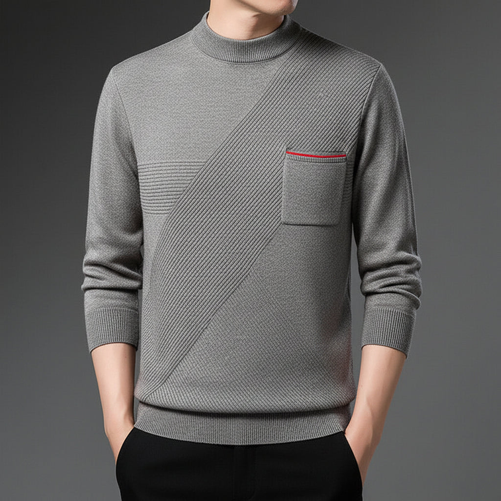 Męski sweter z wysokim kołnierzem – Minimalistyczny styl z długim rękawem na jesień i zimę