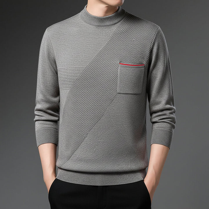 Męski sweter z wysokim kołnierzem – Minimalistyczny styl z długim rękawem na jesień i zimę