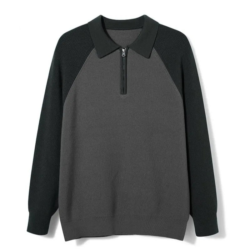 Męski sweter z dzianiny z zamkiem błyskawicznym – Raglanowy, elegancki element na jesień i zimę
