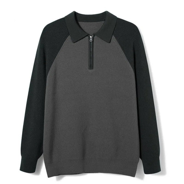 Męski sweter z dzianiny z zamkiem błyskawicznym – Raglanowy, elegancki element na jesień i zimę