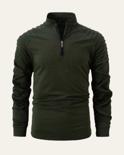 Męska koszulka polo z długim rękawem i zamkiem ćwierć – Slim Smart-Casual Styl na Jesień i Zimę