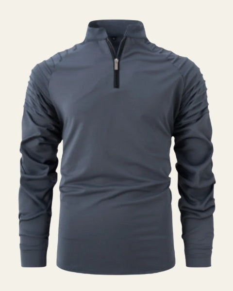 Męska koszulka polo z długim rękawem i zamkiem ćwierć – Slim Smart-Casual Styl na Jesień i Zimę