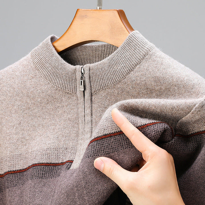 Męski sweter z dzianiny z kwartowym zamkiem - elegancka warstwa na pracę i weekendy