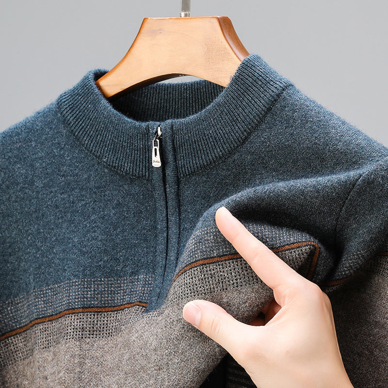 Męski sweter z dzianiny z kwartowym zamkiem - elegancka warstwa na pracę i weekendy