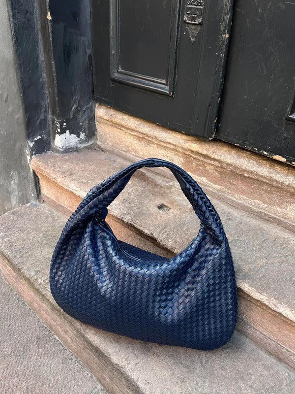 Damska Woven Torba na Ramię z Miękkiej Ekologicznej Skóry w Stylu Slouch