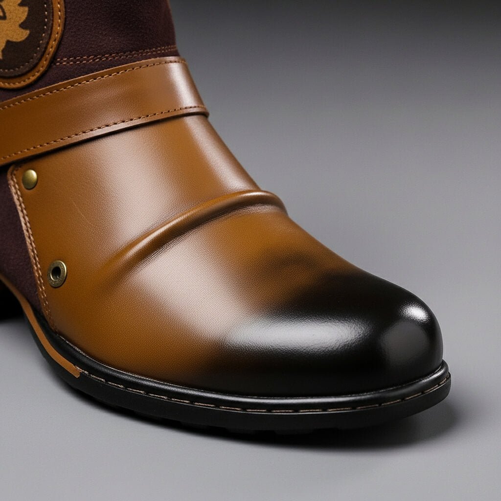 Męskie skórzane buty za kostkę z klamrami – Vintage obuwie za kostkę z zamszu na jesień i zimę