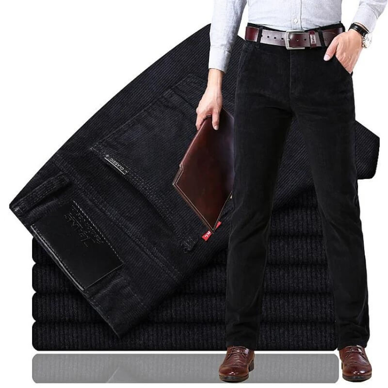 Męskie spodnie z mieszanki bawełny i korduroy – Prosty krój do smart casual na jesień i zimę