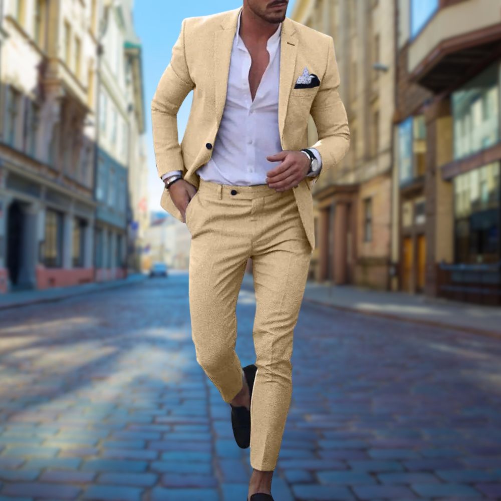 Męski garnitur slim fit – stylowy, wygodny, dopasowany strój formalny na codzienne okazje