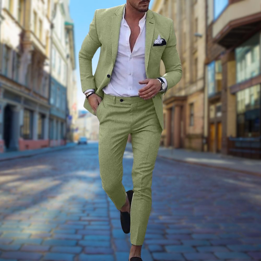 Męski garnitur slim fit – stylowy, wygodny, dopasowany strój formalny na codzienne okazje