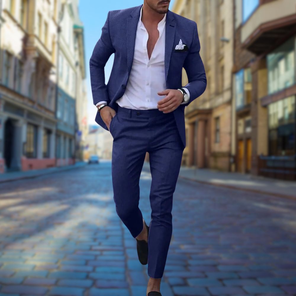 Męski garnitur slim fit – stylowy, wygodny, dopasowany strój formalny na codzienne okazje