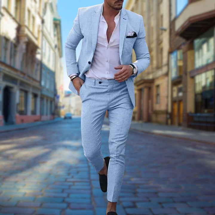 Męski garnitur slim fit – stylowy, wygodny, dopasowany strój formalny na codzienne okazje