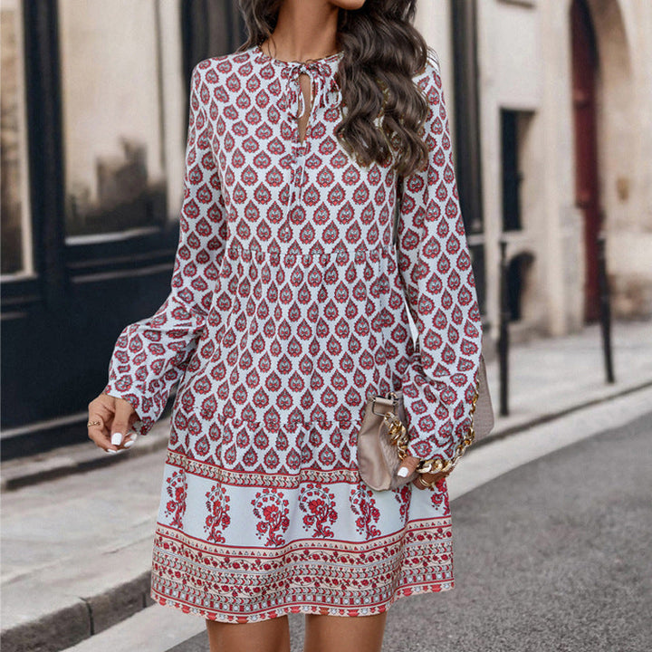 Kobiece Kwiatowe Boho Mini Sukienka – Lekka Oddychająca Elegancka Luźna Stylowa Letnia Stylizacja