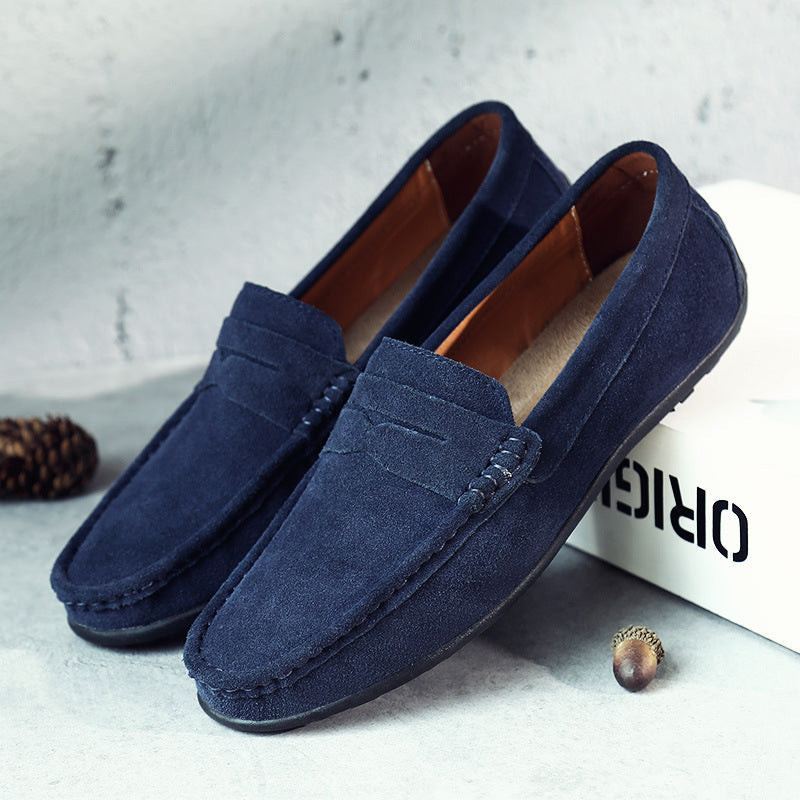 Męskie zamszowe mokasyny typu penny, eleganckie buty casualowe