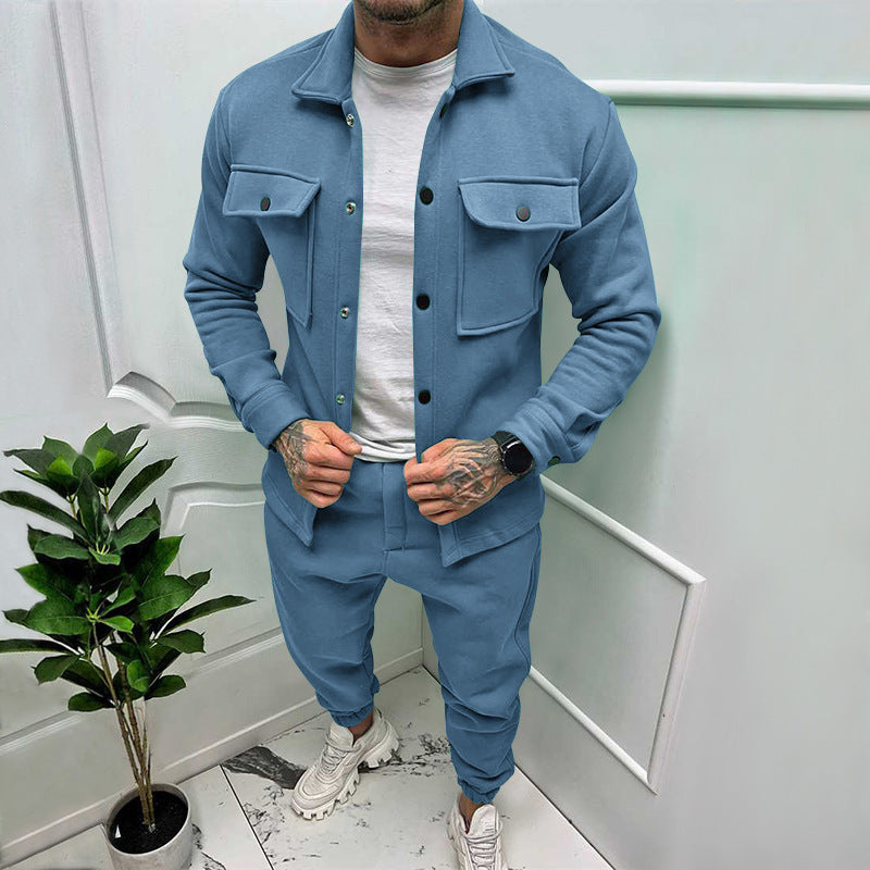 Męski zestaw koszuli i spodni z zamszu 1+1 gratis – Casual Luxury Wygodny Oddychający Stylowy Elegancki Codzienny Strój