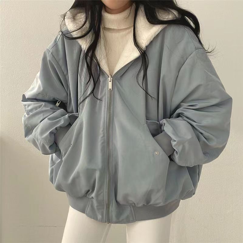 Kobieca Oversized Kurtka Bomber – Kapturowa Warstwa Użyteczna na Casualowe Zimowe Dni