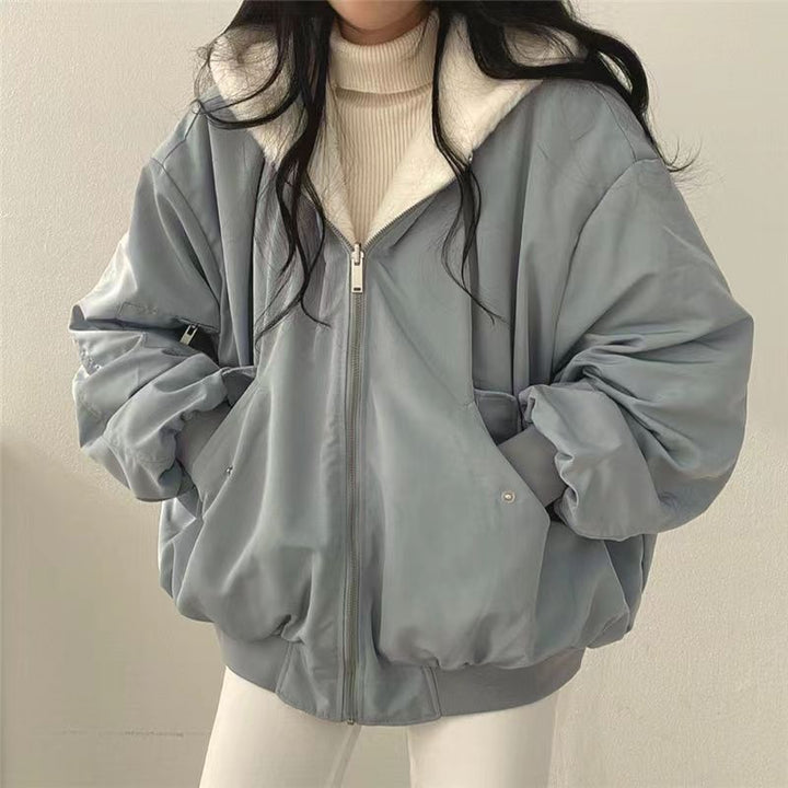 Kobieca Oversized Kurtka Bomber – Kapturowa Warstwa Użyteczna na Casualowe Zimowe Dni