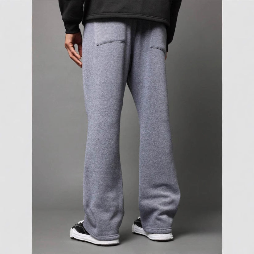 Męskie Spodnie Dresowe z Rozszerzanym Dołem, Komfortowy Krój, Miękka Bawełniana Fleece, Wyluzowany, Stylowy, Codzienny Strój Domowy