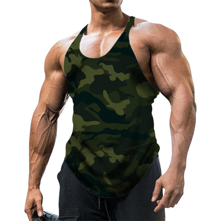 Męski T-shirt bez rękawów z nadrukiem w stylu U Neck Racerback