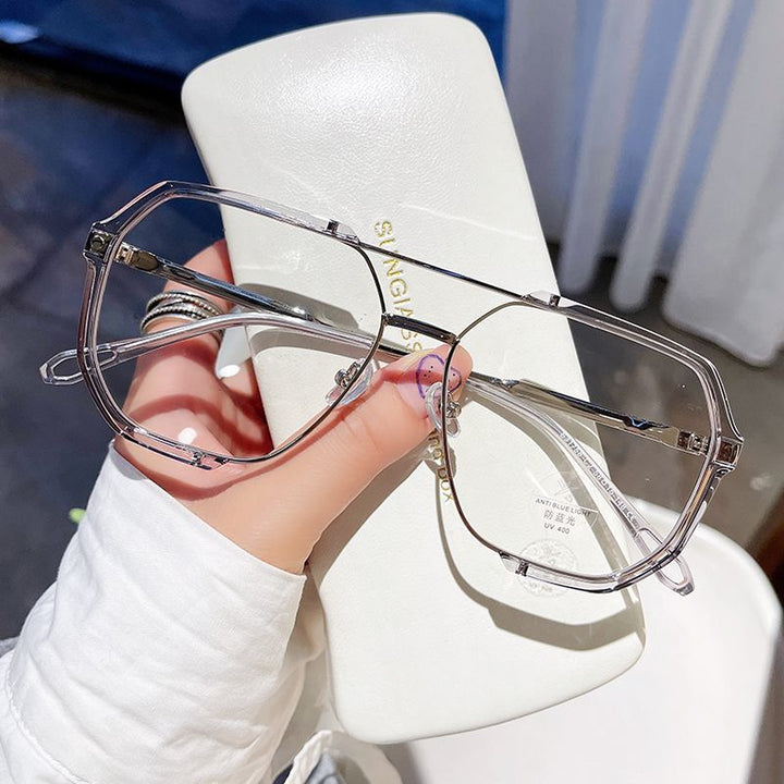 Męskie Okulary Modowe w Kształcie Geometricznym z Powiększonymi Oprawkami