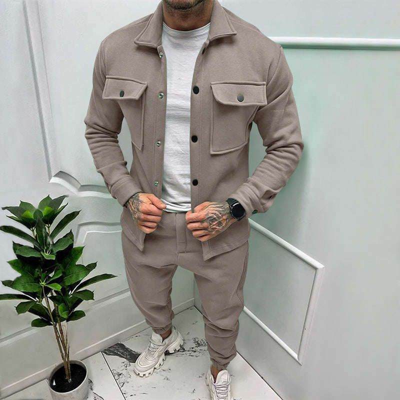 Męski zestaw koszuli i spodni z zamszu 1+1 gratis – Casual Luxury Wygodny Oddychający Stylowy Elegancki Codzienny Strój