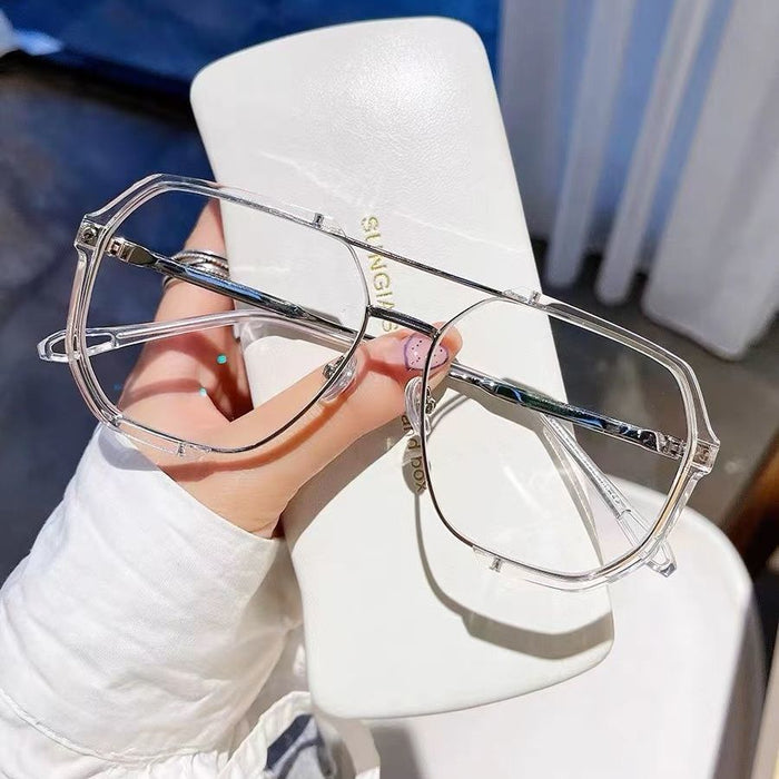 Męskie Okulary Modowe w Kształcie Geometricznym z Powiększonymi Oprawkami