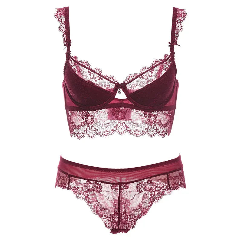 Kobiece Przezroczyste Koronkowe Biustonosze na Fiszbiny Lekkie Lingerie