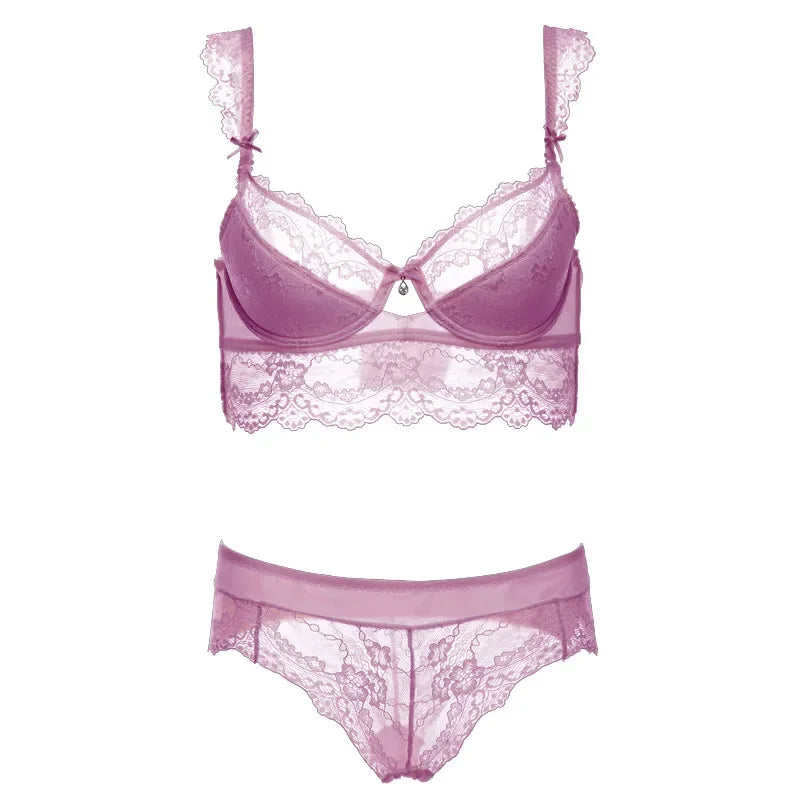 Kobiece Przezroczyste Koronkowe Biustonosze na Fiszbiny Lekkie Lingerie
