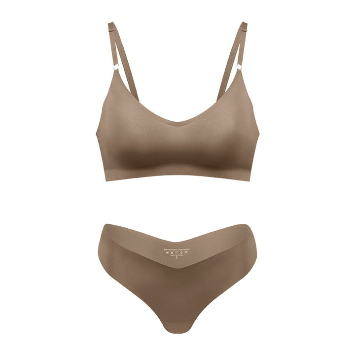 Damski bezszwowy bezprzewodowy biustonosz V-neck w kolorze nude do wypoczynku