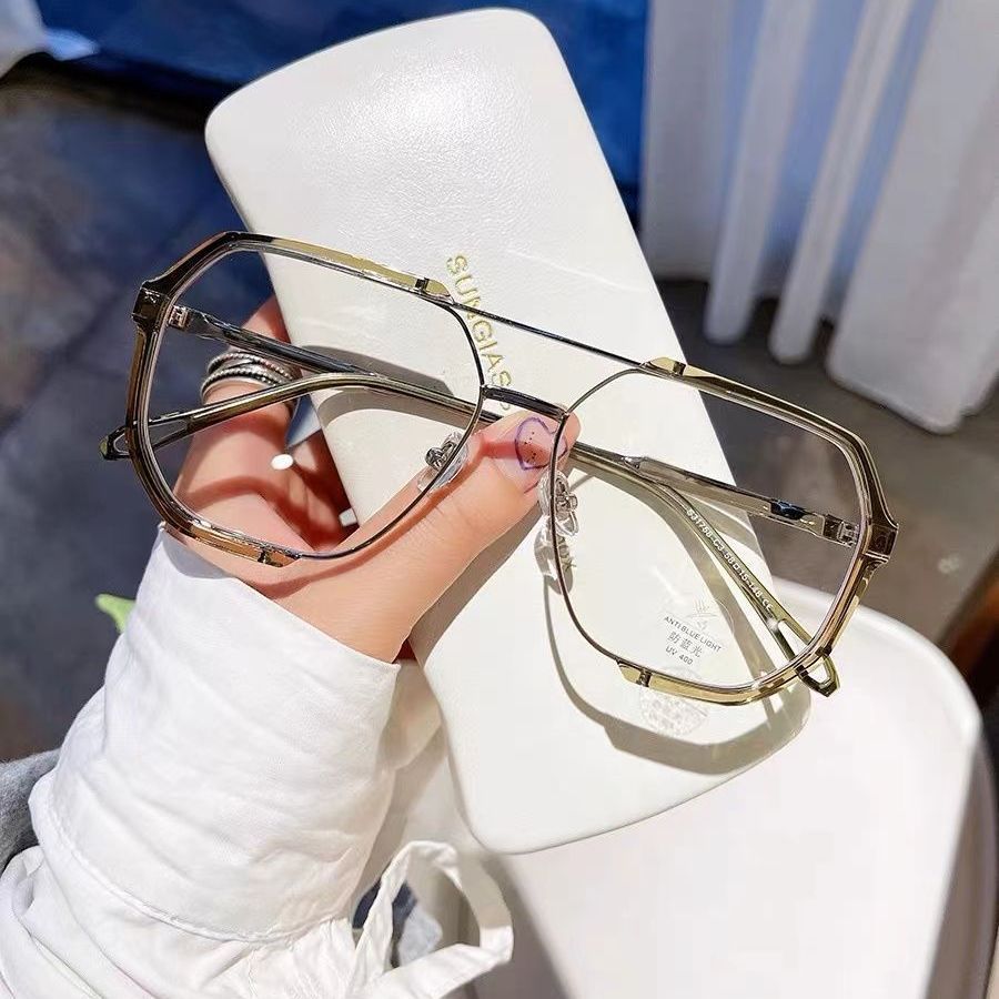Męskie Okulary Modowe w Kształcie Geometricznym z Powiększonymi Oprawkami