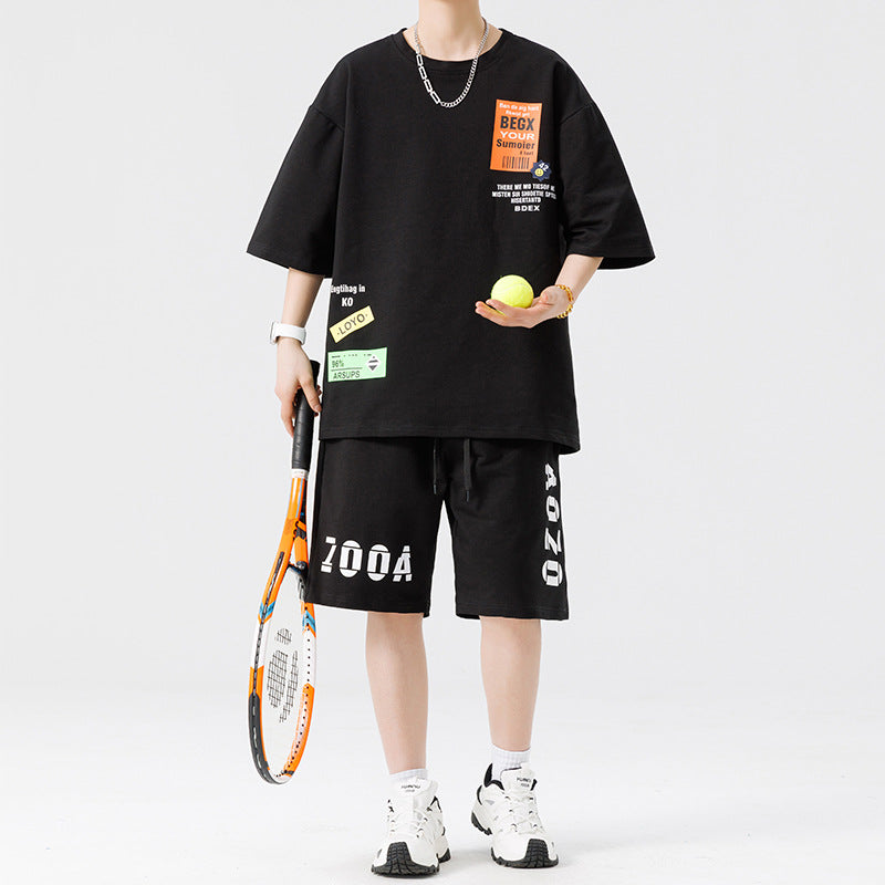Męski zestaw z nadrukowaną, oversize&