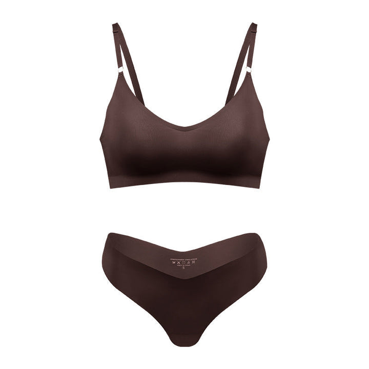 Damski bezszwowy bezprzewodowy biustonosz V-neck w kolorze nude do wypoczynku