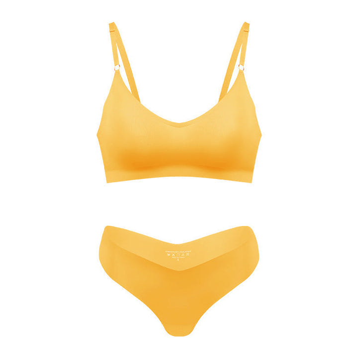 Damski bezszwowy bezprzewodowy biustonosz V-neck w kolorze nude do wypoczynku