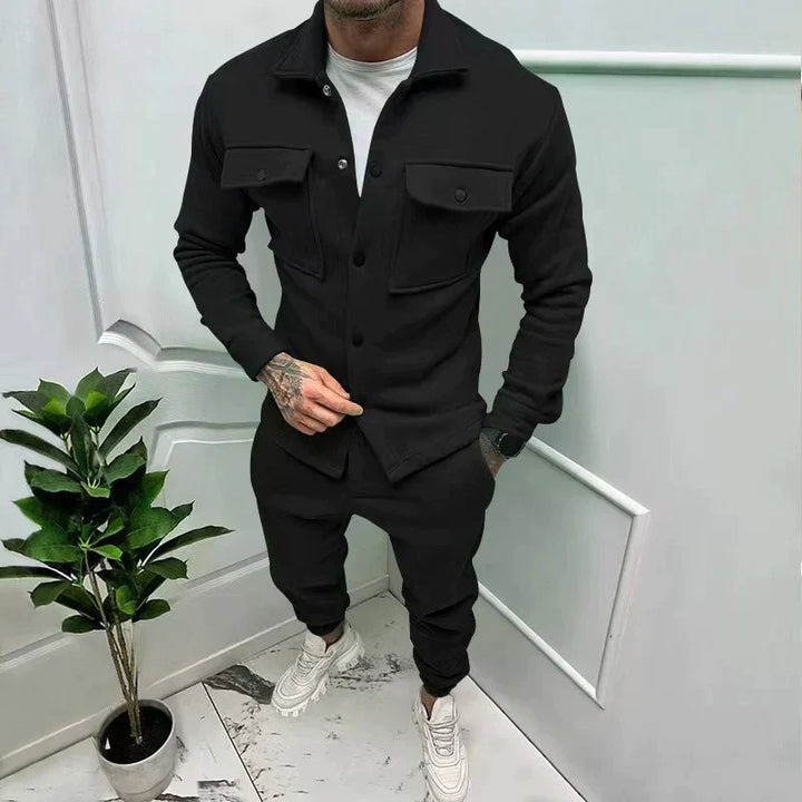 Męski zestaw koszuli i spodni z zamszu 1+1 gratis – Casual Luxury Wygodny Oddychający Stylowy Elegancki Codzienny Strój