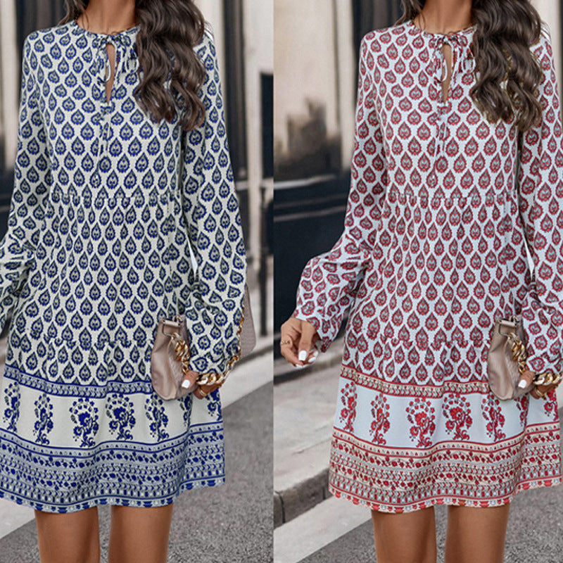 Kobiece Kwiatowe Boho Mini Sukienka – Lekka Oddychająca Elegancka Luźna Stylowa Letnia Stylizacja