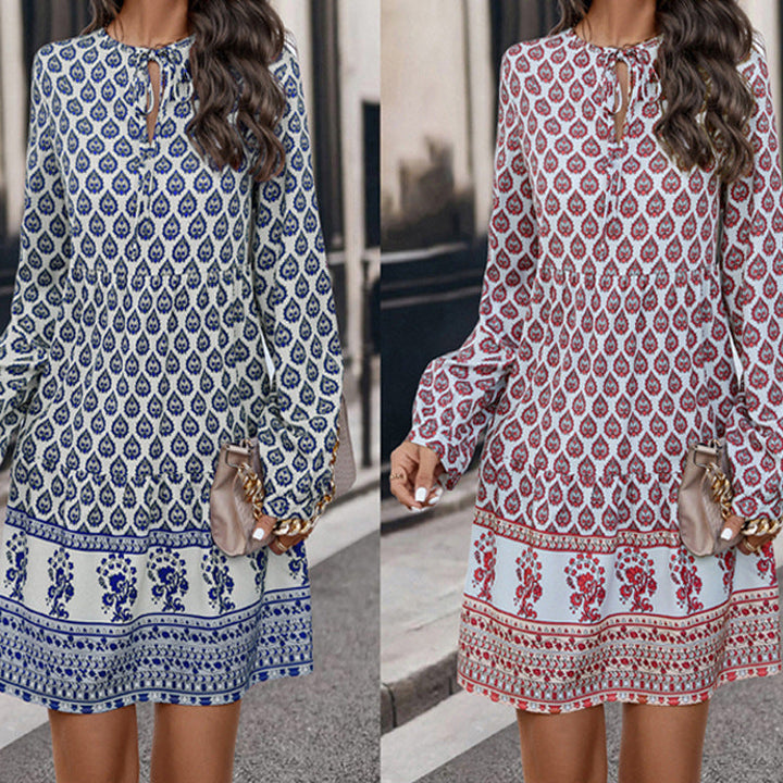 Kobiece Kwiatowe Boho Mini Sukienka – Lekka Oddychająca Elegancka Luźna Stylowa Letnia Stylizacja