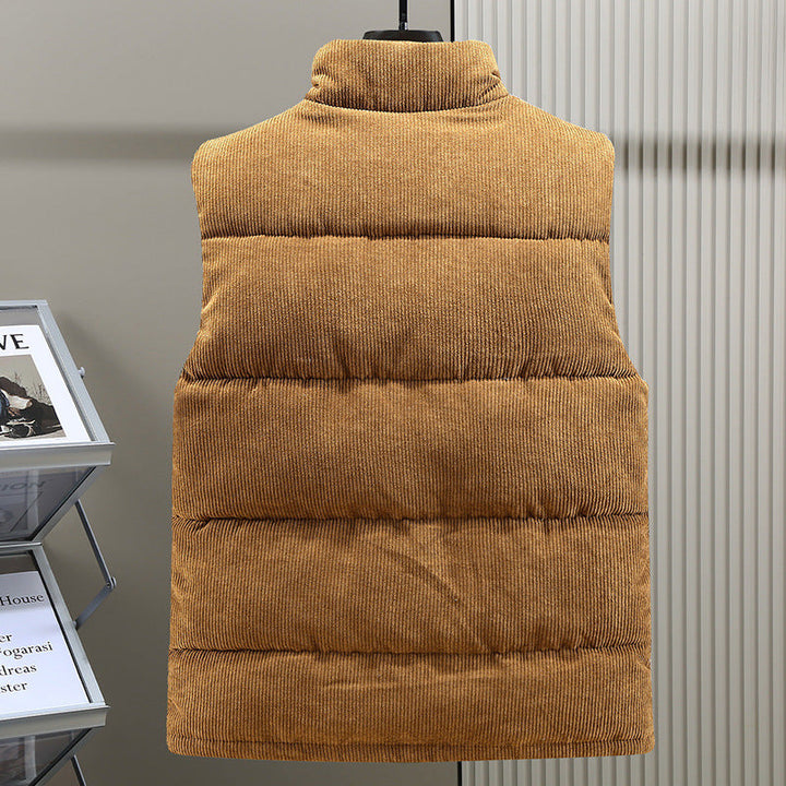Męska ocieplana kamizelka z korduroy – Wysokokolorowy bodywarmer do warstwowego ubioru na jesień i zimę