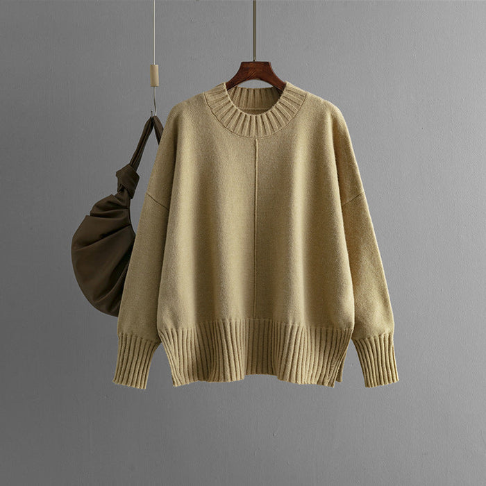 Damski Oversized Sweter z Prążkowanym Wykończeniem