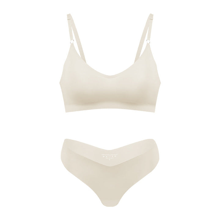 Damski bezszwowy bezprzewodowy biustonosz V-neck w kolorze nude do wypoczynku