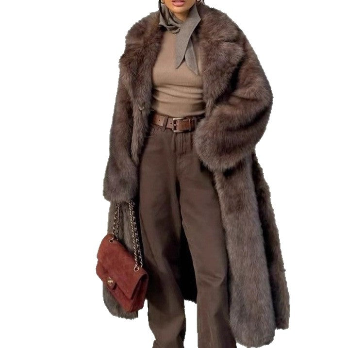 Kobiecą Oversized Kurtka z Sztucznego Futra – Długa Warstwa Zimowa na Eleganckie Miejskie Stylizacje
