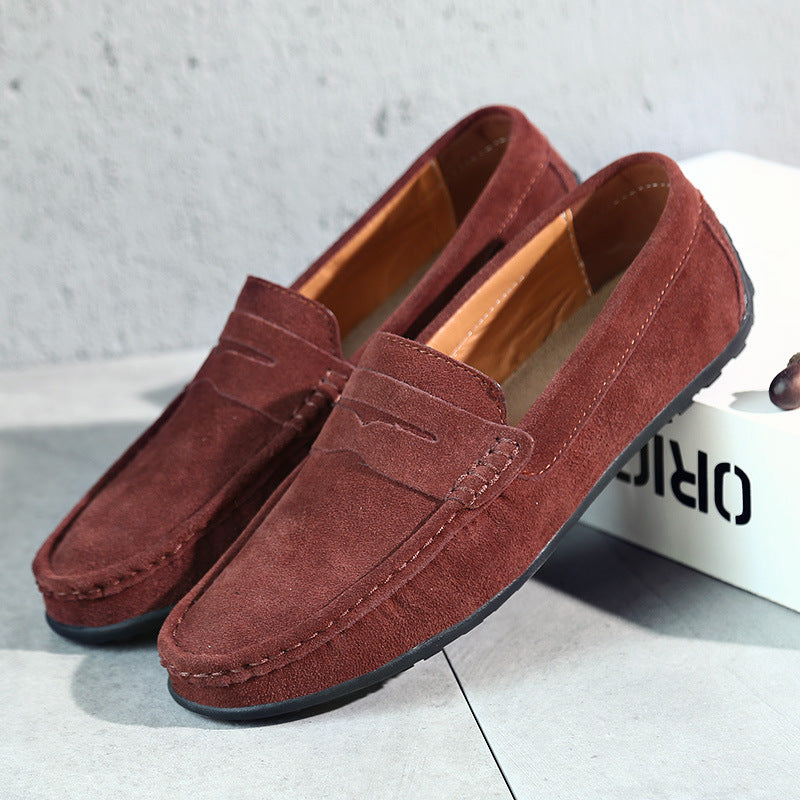 Męskie zamszowe mokasyny typu penny, eleganckie buty casualowe
