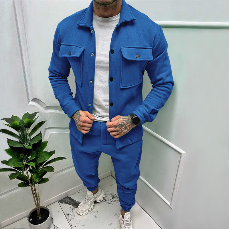 Męski zestaw koszuli i spodni z zamszu 1+1 gratis – Casual Luxury Wygodny Oddychający Stylowy Elegancki Codzienny Strój