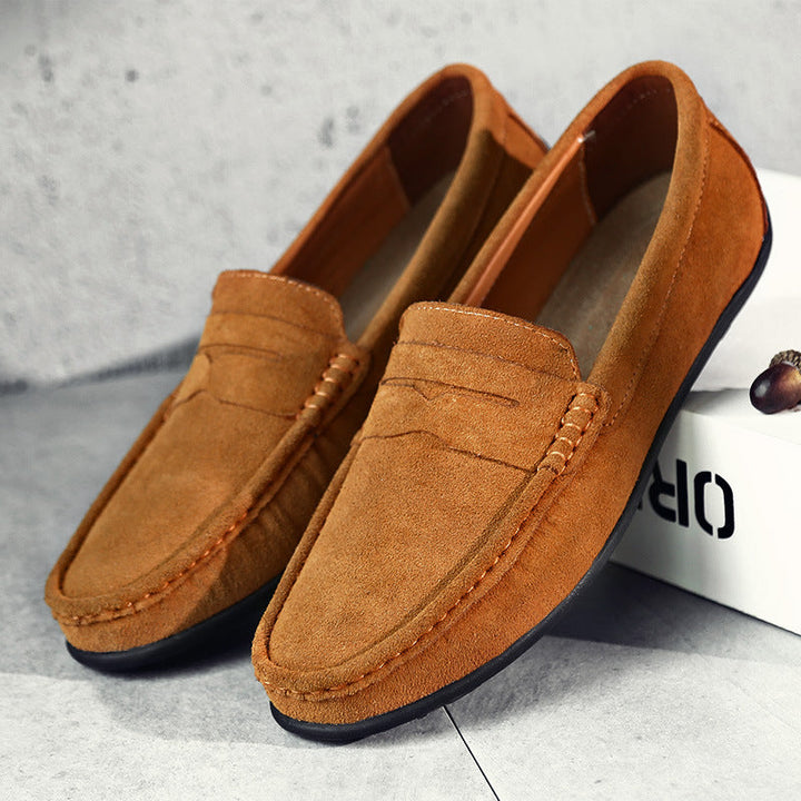 Męskie zamszowe mokasyny typu penny, eleganckie buty casualowe