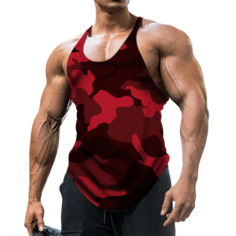 Męski T-shirt bez rękawów z nadrukiem w stylu U Neck Racerback