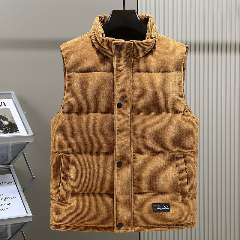 Męska ocieplana kamizelka z korduroy – Wysokokolorowy bodywarmer do warstwowego ubioru na jesień i zimę