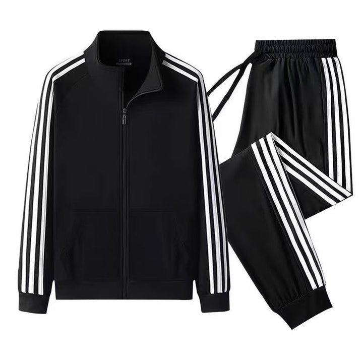 Męski Striped Panel Zip Jacket i Jogger Tracksuit
