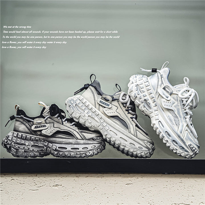 Męskie sneakersy z warstwowym panelem i grubą podeszwą